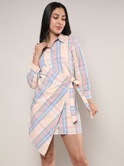Tartan Wrap Shirt Dress