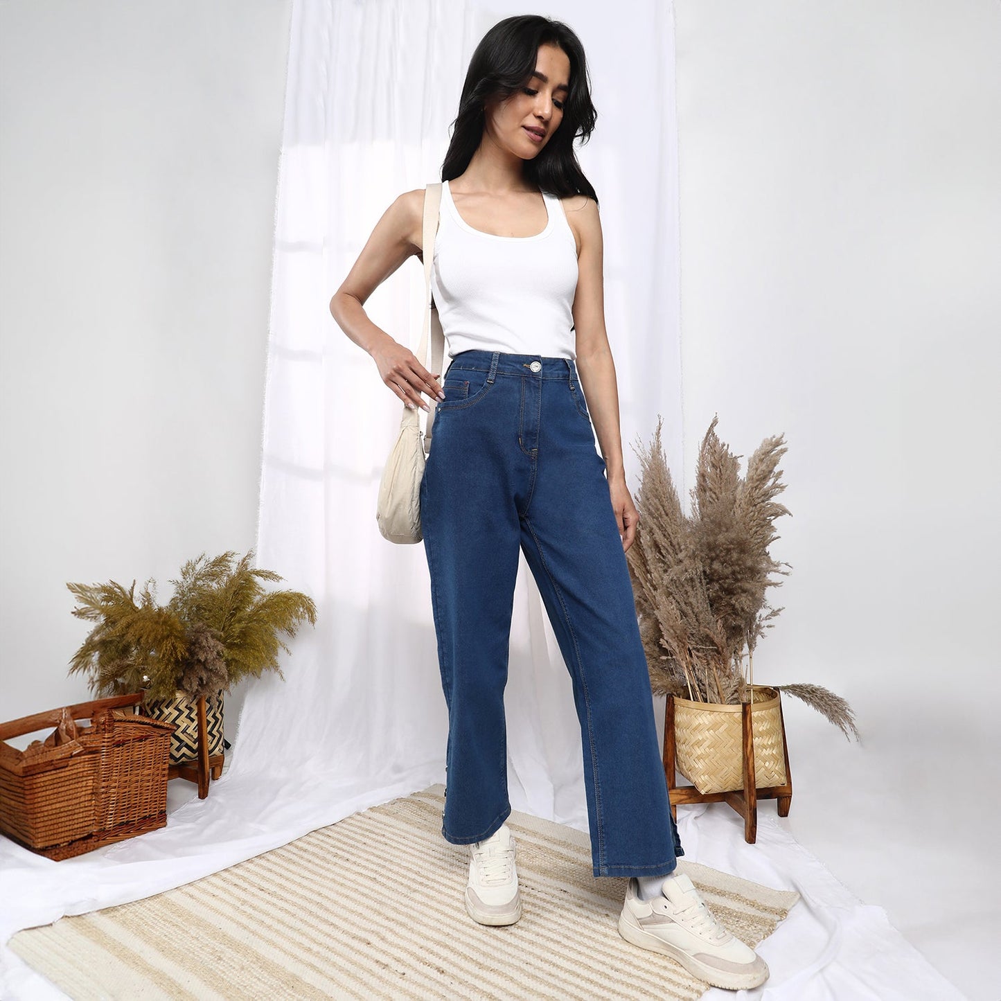 Mid-Rise Straight Denim Jeans