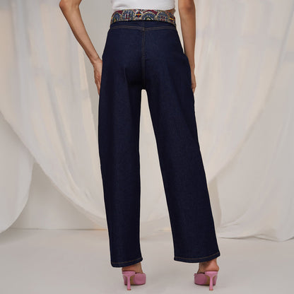 Embroidered Patch Denim Jeans
