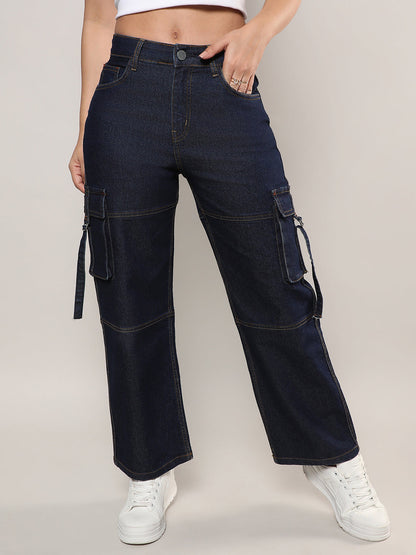 Straight Fit Cargo Denim Jeans