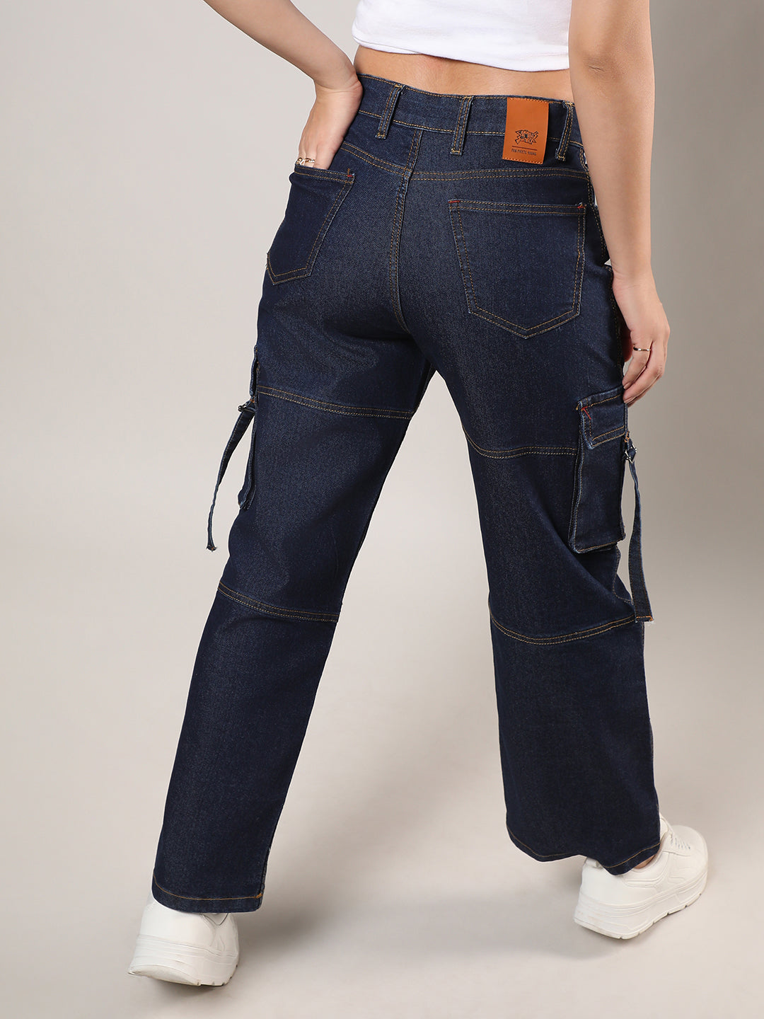 Straight Fit Cargo Denim Jeans