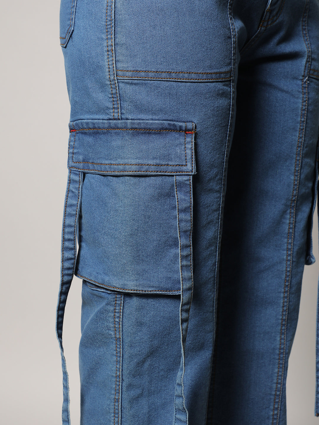Straight Fit Cargo Denim Jeans