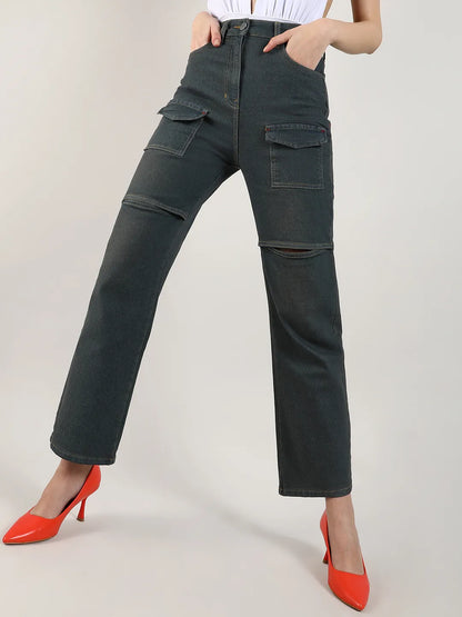 Flared Cargo Denim Jeans