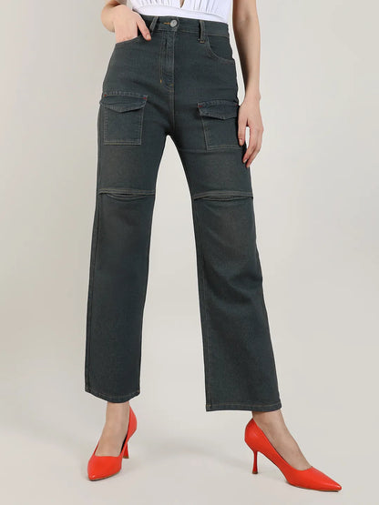 Flared Cargo Denim Jeans
