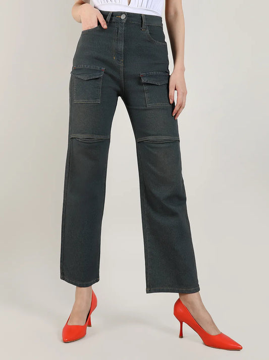 Flared Cargo Denim Jeans