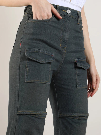 Flared Cargo Denim Jeans