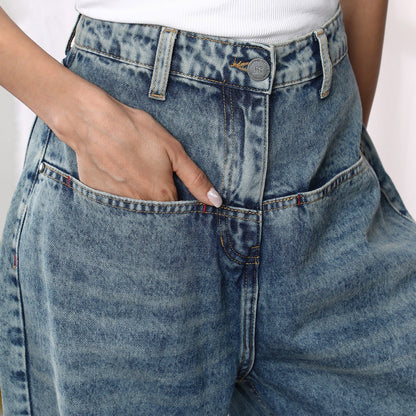 Acid-Wash Straight Denim Jeans
