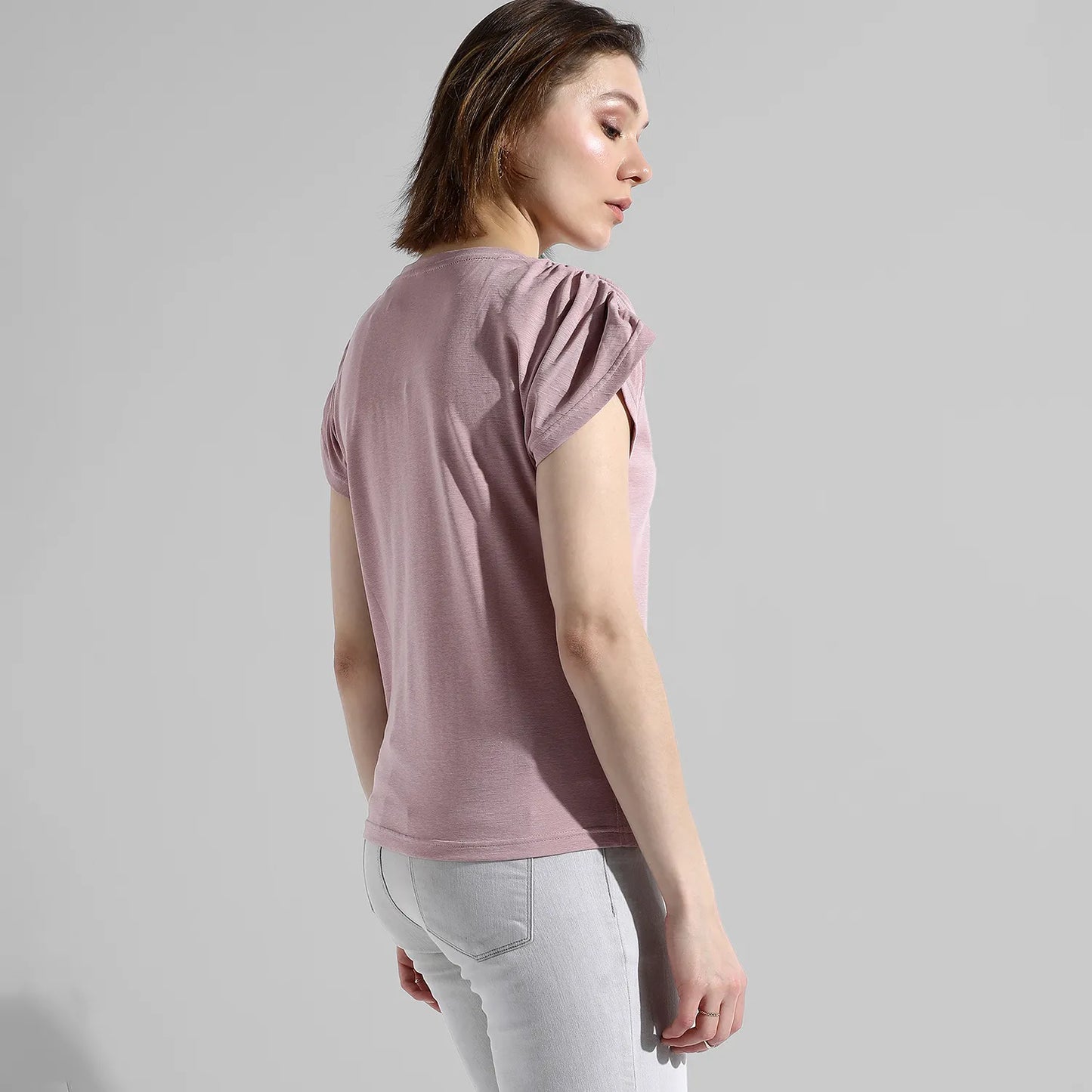 Ruche-Sleeved Top