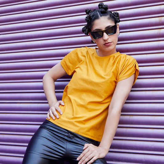 Ruche-Sleeved Top