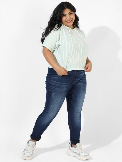 Mint Green Pinstripe Top