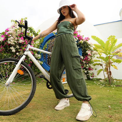 Striped Cargo Parachute Trousers