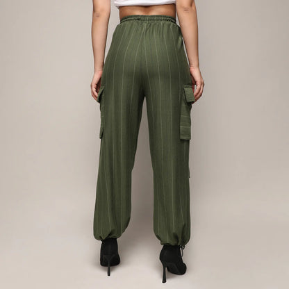 Striped Cargo Parachute Trousers