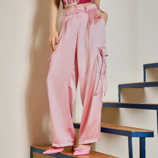 Boxy Satin Cargo Pants