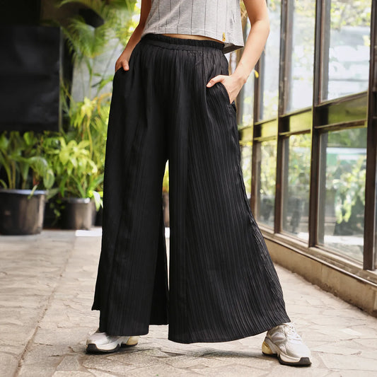 Striped Piping Flared Trousers