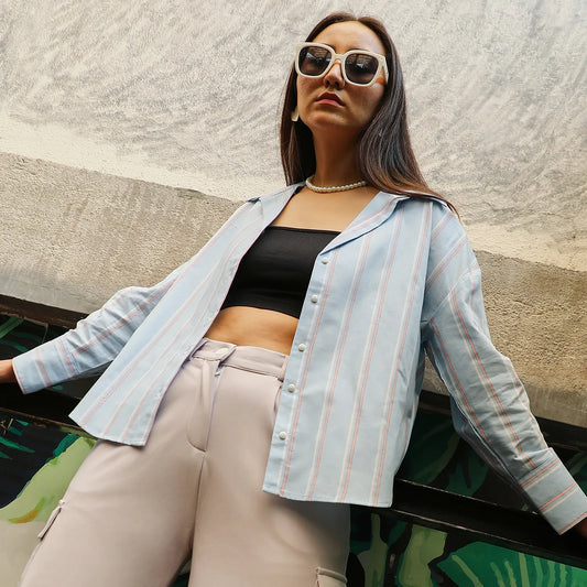Contrast Striped Boxy Shirt