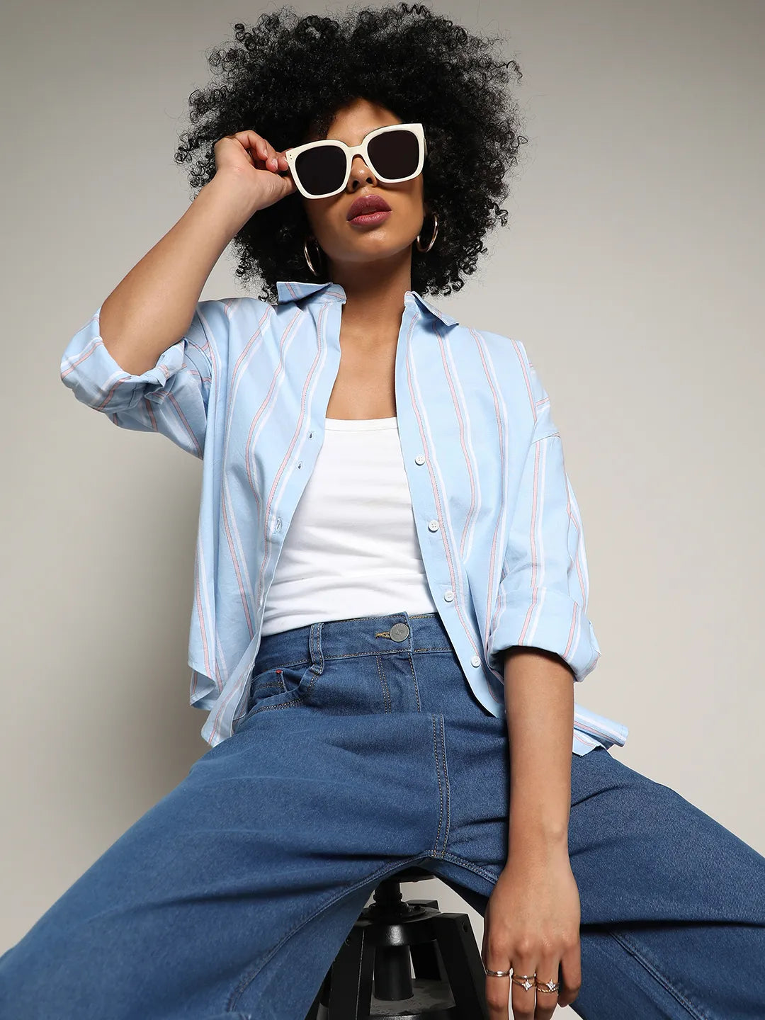 Contrast Striped Boxy Shirt