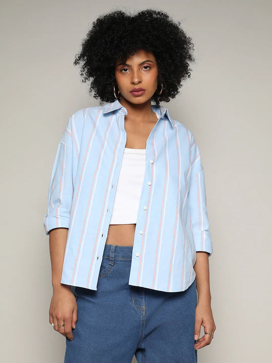 Contrast Striped Boxy Shirt