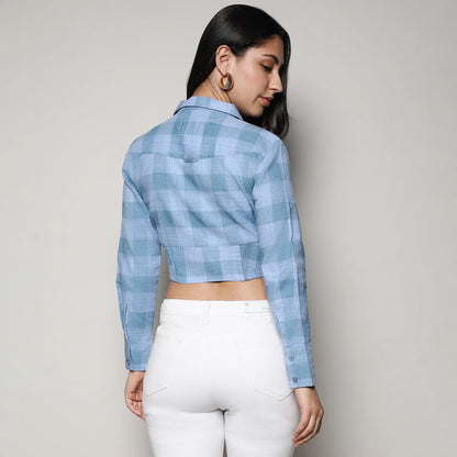 Buffallo Check Cinched Cropped Shirt