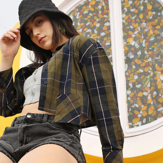 Tartan Plaid Crop Shirt
