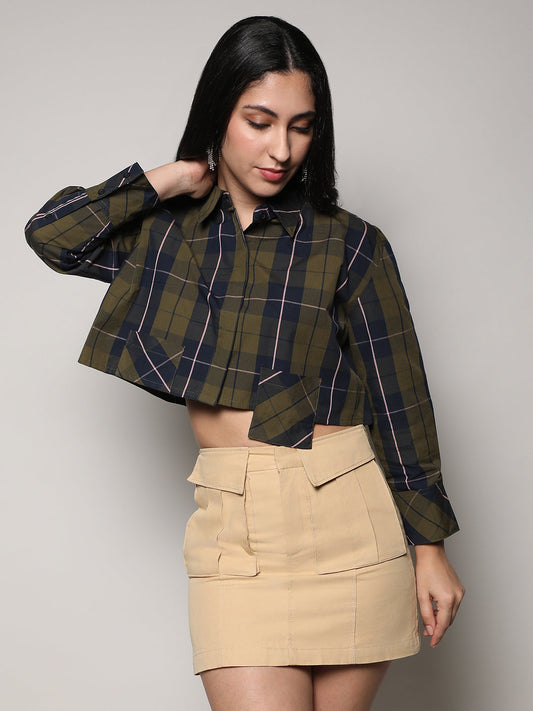 Tartan Plaid Crop Shirt