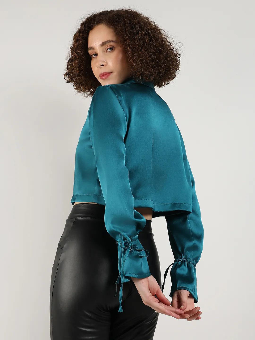 Satin Boxy Crop Shirt