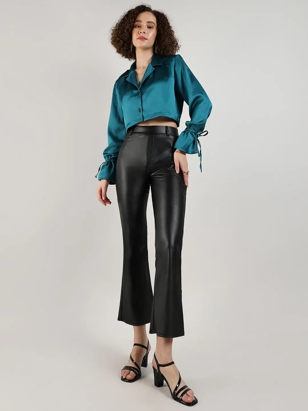 Satin Boxy Crop Shirt