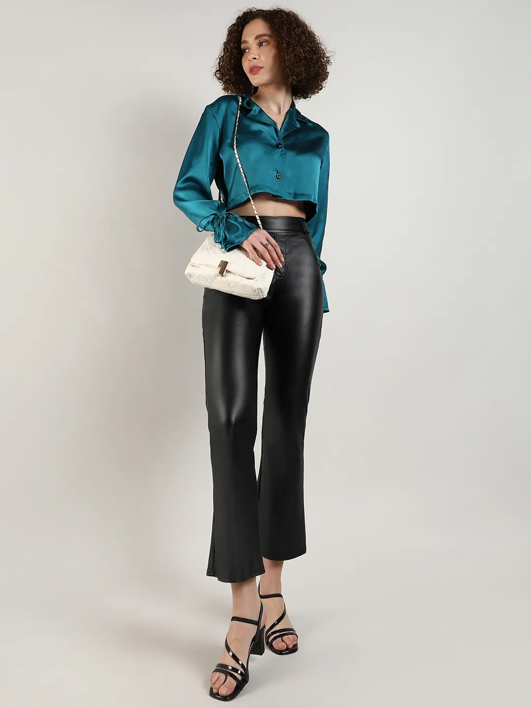Satin Boxy Crop Shirt