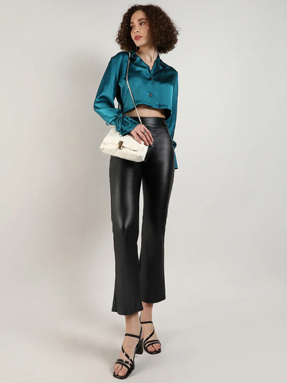 Satin Boxy Crop Shirt