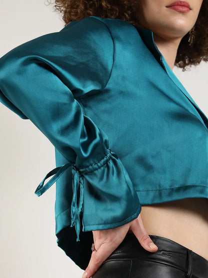 Satin Boxy Crop Shirt