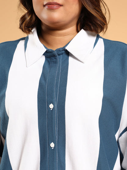 Balanced-Stripe Boxy Shirt