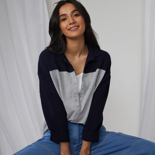 Boxy Contrast Panel Shirt