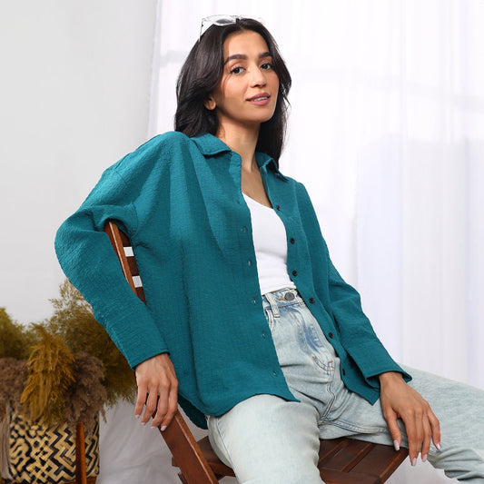 Seersucker Boxy Shirt
