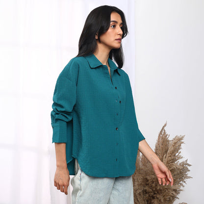 Seersucker Boxy Shirt