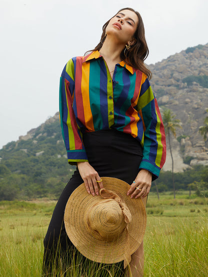 Balanced Striped Oversized Shirt