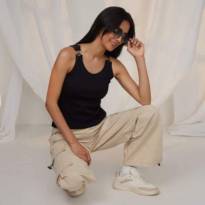 Ribbed Dungree Top