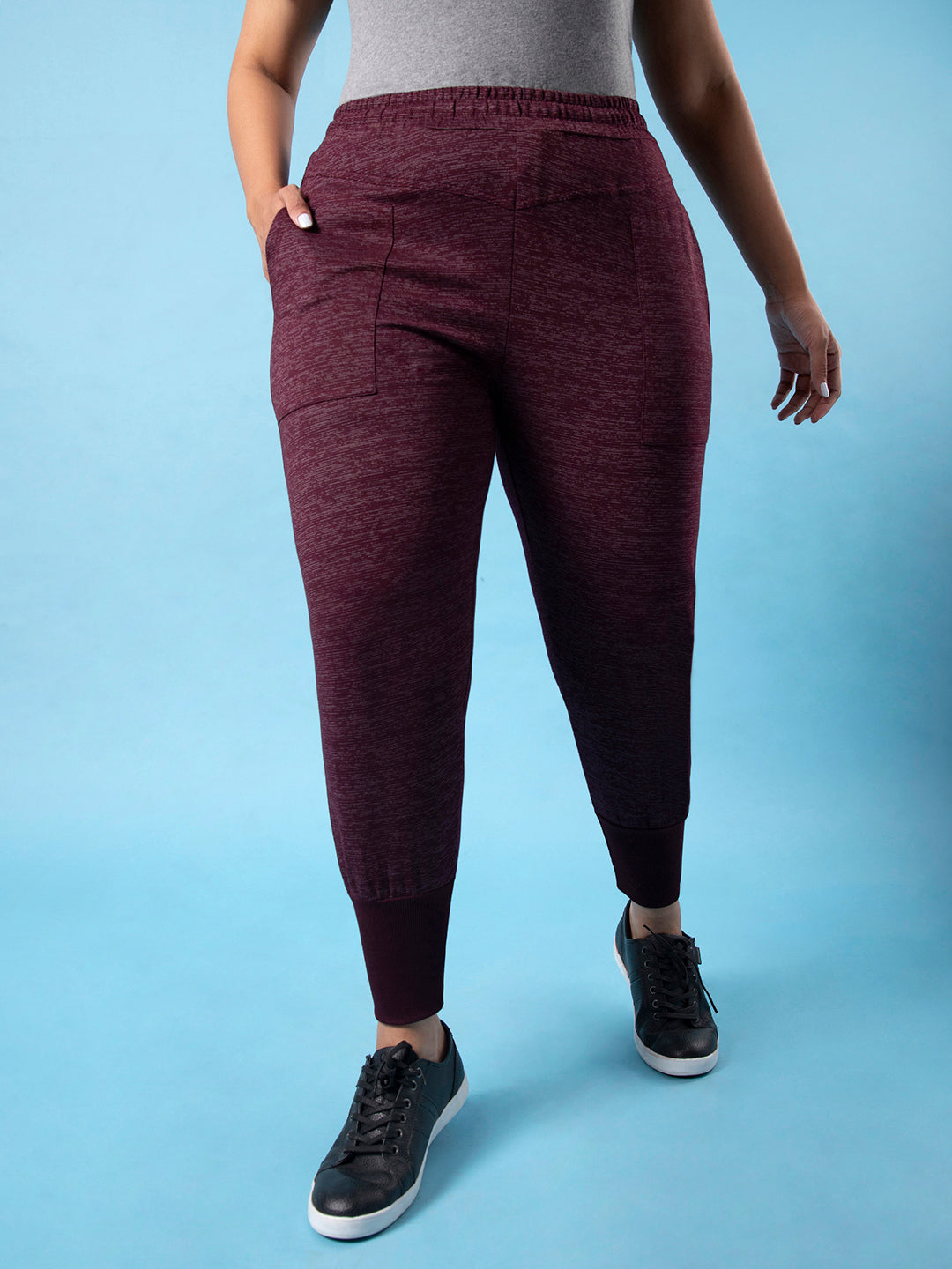 PLUS SIZE WOMEN STYLISH CASUAL MAROON JOGGERS