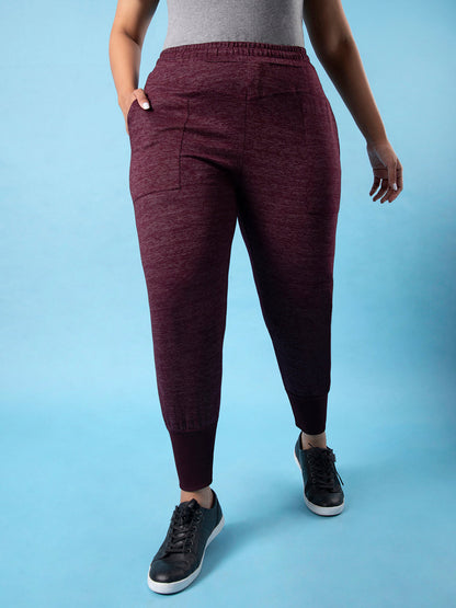 PLUS SIZE WOMEN STYLISH CASUAL MAROON JOGGERS