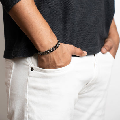 Cuban Chain Bracelet - 10Mm - Chrome Noir Zach