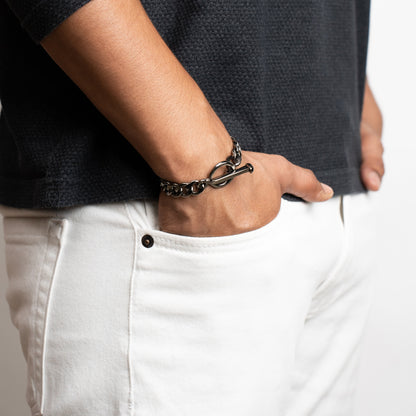 Cuban Chain Bracelet - 10Mm - Chrome Noir Zach