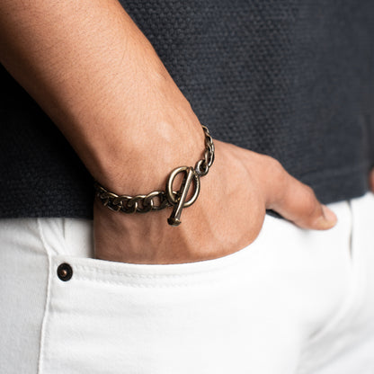 Cuban Chain Bracelet - 10Mm - Rustic Gold Zach