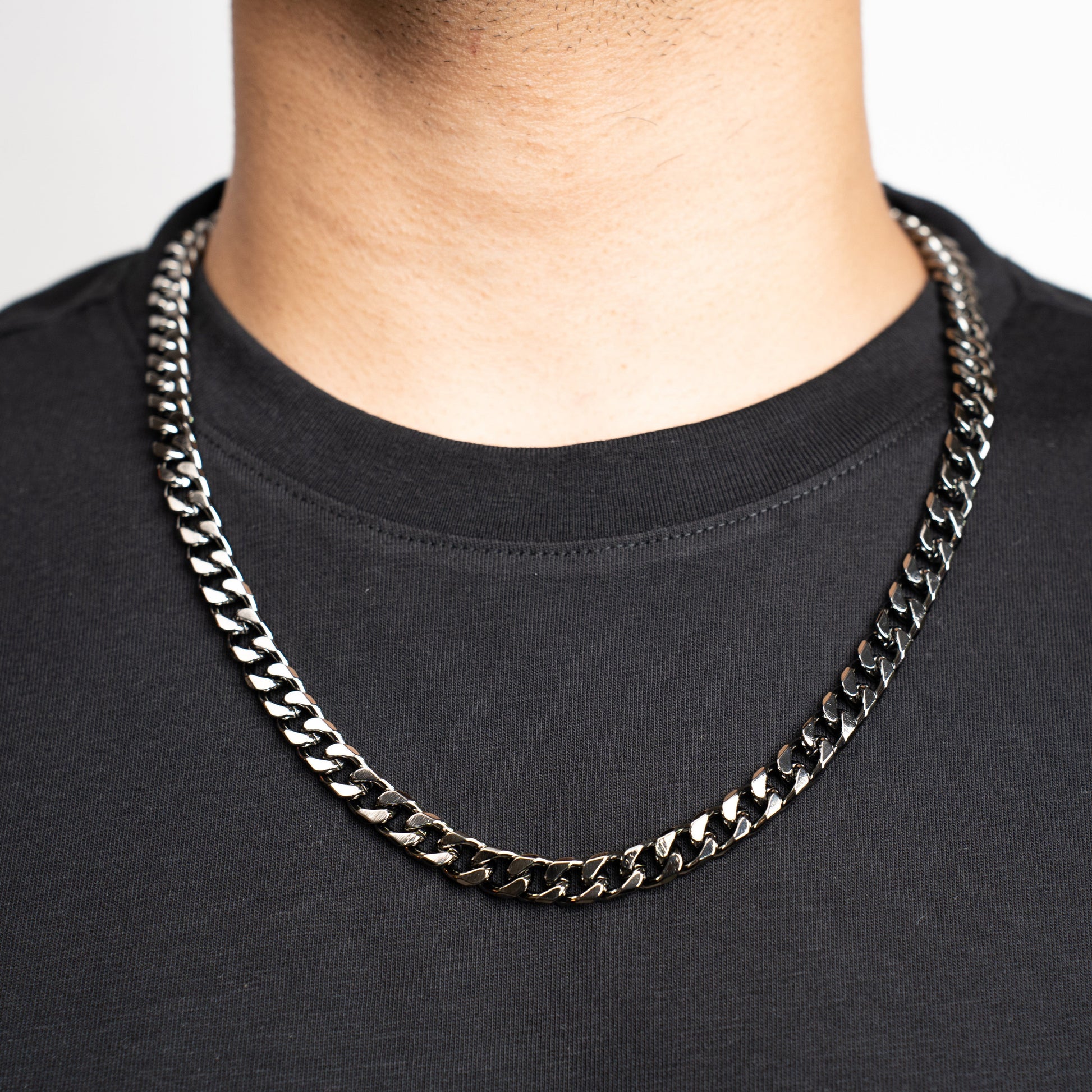 Cuban Neck Chain - 8Mm - Chrome Noir Zach