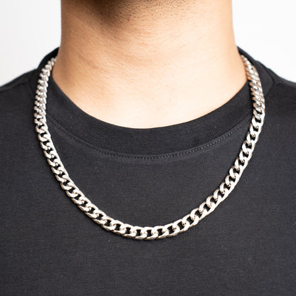 Cuban Neck Chain - 8Mm - Satin Silver