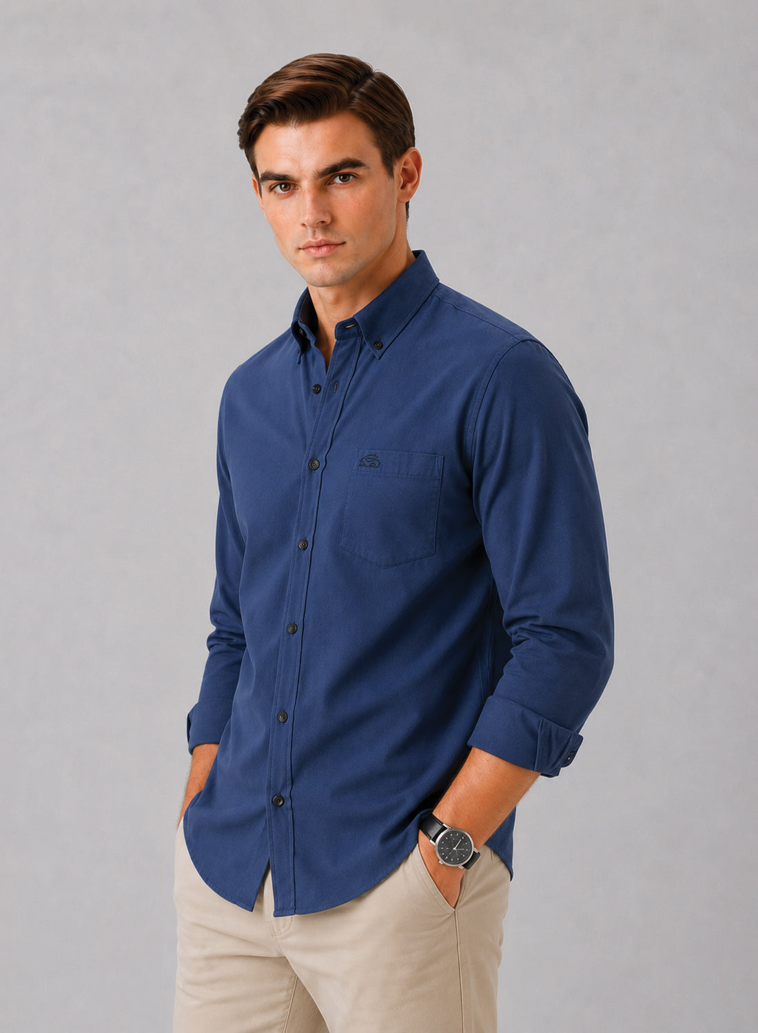 ADRO Premium Oxford Cotton Casual Shirt – Captain'S Blue