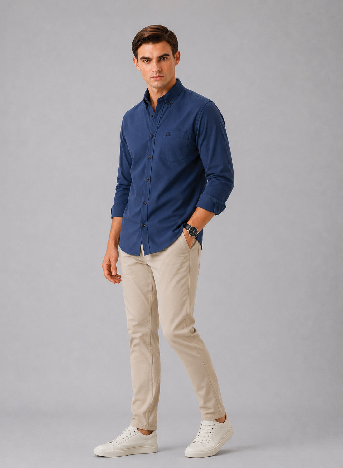ADRO Premium Oxford Cotton Casual Shirt – Captain'S Blue
