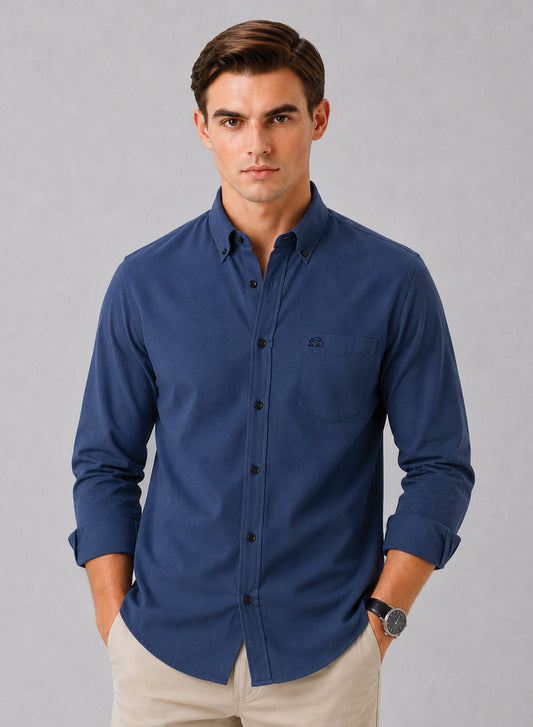 ADRO Premium Oxford Cotton Casual Shirt – Captain'S Blue Captain's Blue