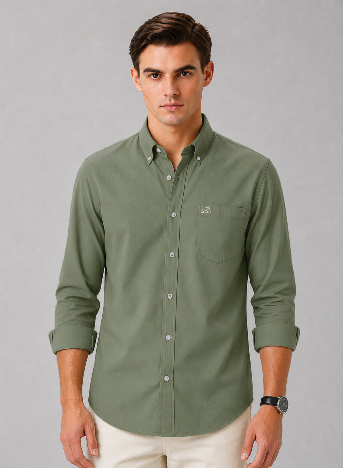 ADRO Premium Oxford Cotton Casual Shirt – Celadon Celadon