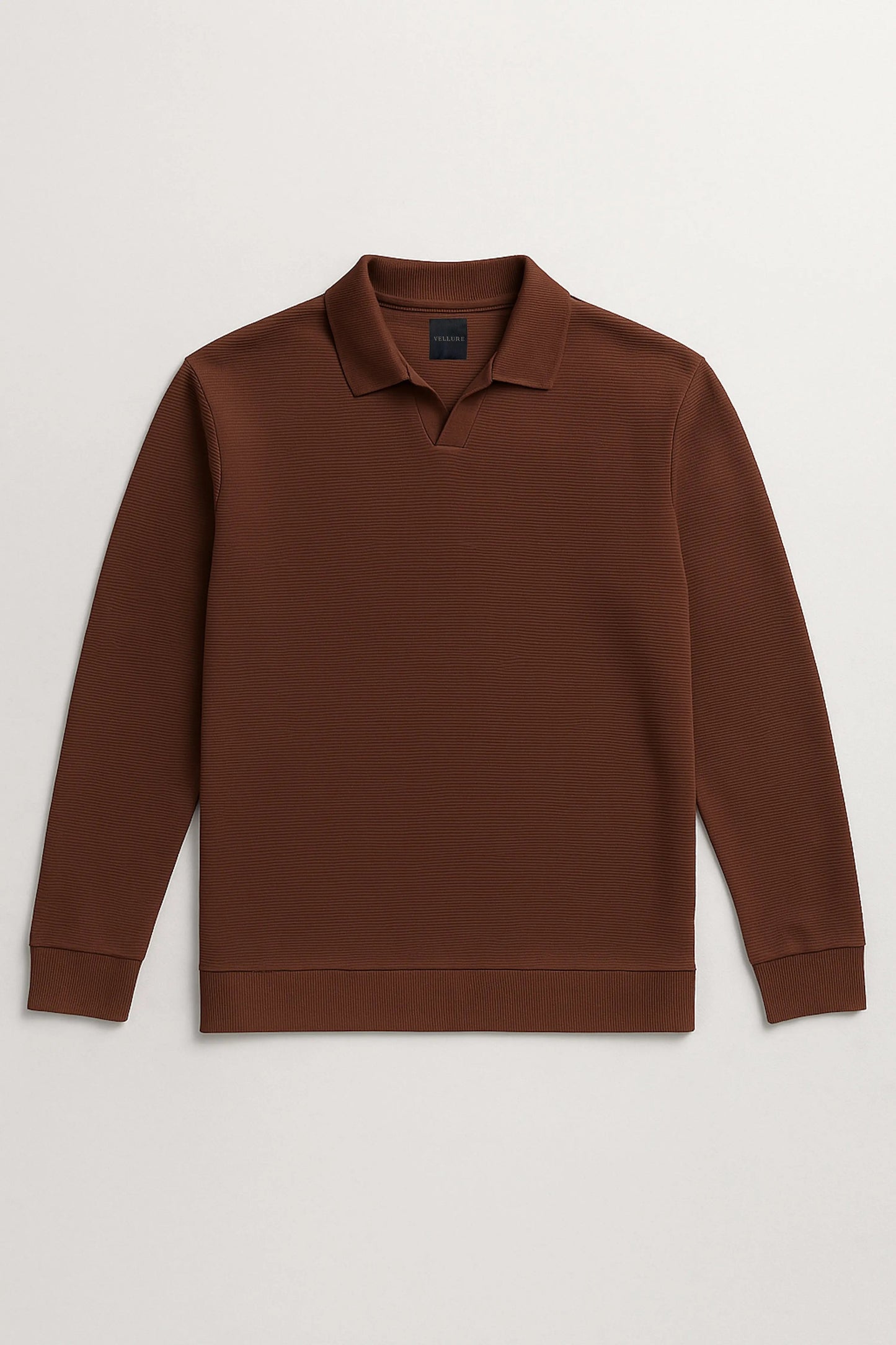 Men's Ottoman Rib Knit Deep Brown Polo Vellure