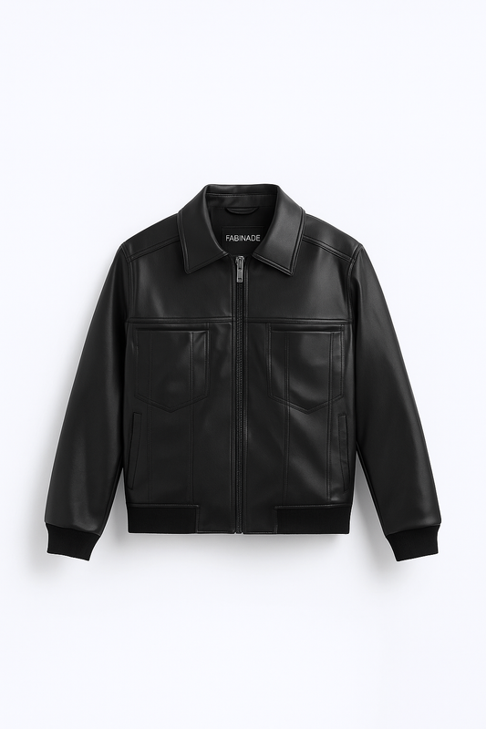 Fabmade Leather Shirt Jacket for Men