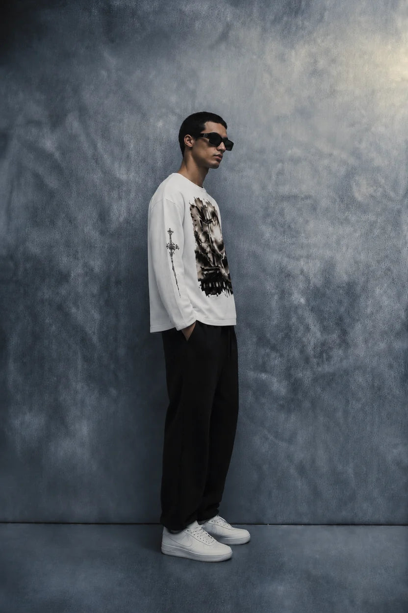 divine judgment waffle t shirt-White