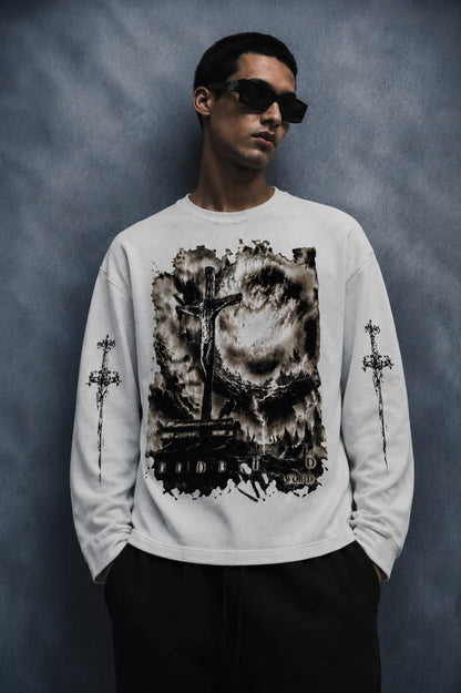 divine judgment waffle t shirt-White
